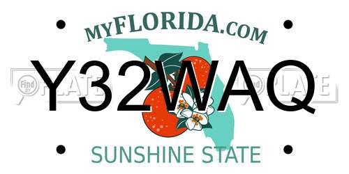 Y32WAQ Florida License Plate