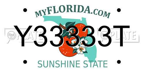 Y33333T Florida License Plate