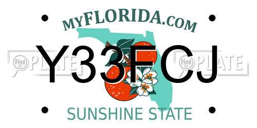 Y33FCJ Florida License Plate
