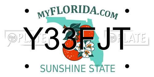 Y33FJT Florida License Plate