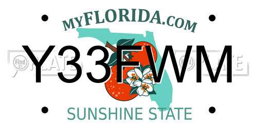 Y33FWM Florida License Plate
