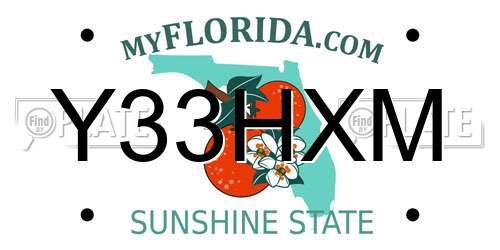 Y33HXM Florida License Plate