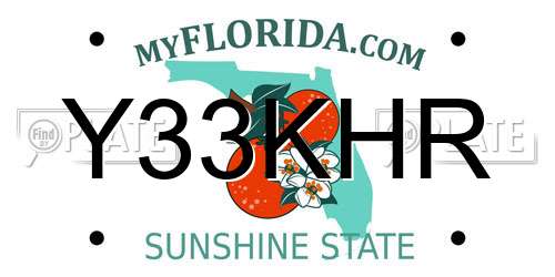 Y33KHR Florida License Plate