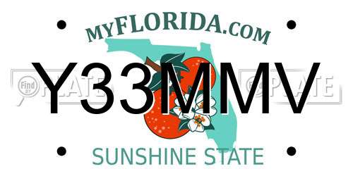 Y33MMV Florida License Plate