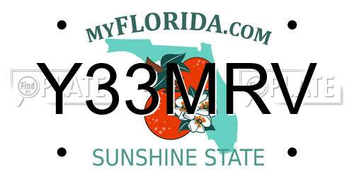 Y33MRV Florida License Plate