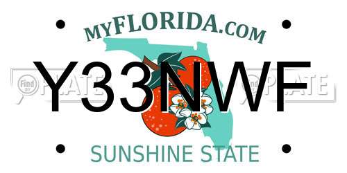 Y33NWF Florida License Plate