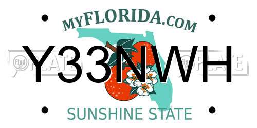Y33NWH Florida License Plate
