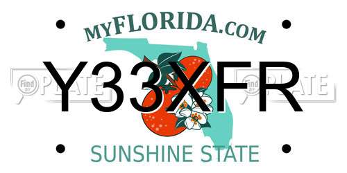 Y33XFR Florida License Plate