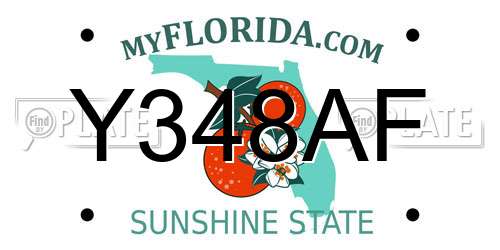 Y348AF Florida License Plate
