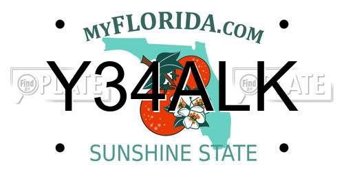 Y34ALK Florida License Plate