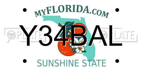 Y34BAL Florida License Plate