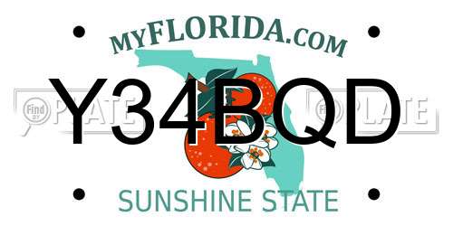 Y34BQD Florida License Plate