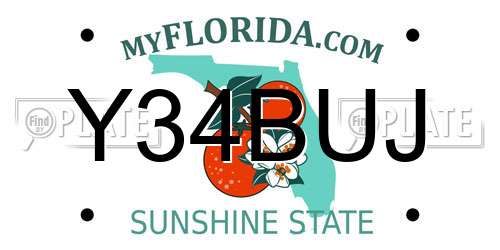 Y34BUJ Florida License Plate