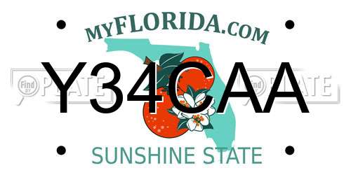 Y34CAA Florida License Plate