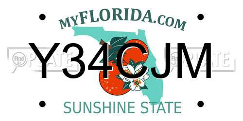Y34CJM Florida License Plate