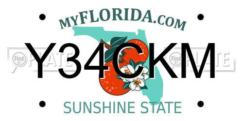 Y34CKM Florida License Plate