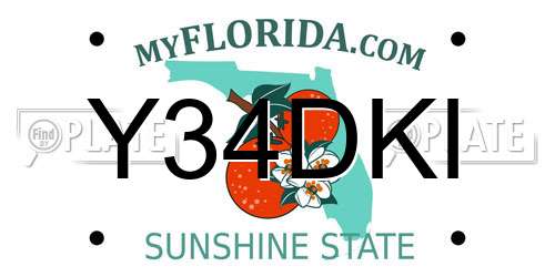 Y34DKI Florida License Plate