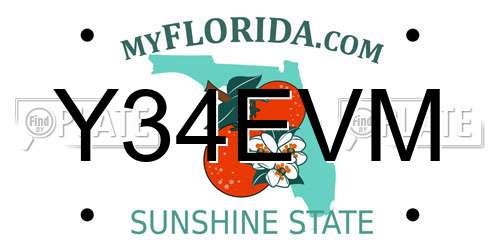 Y34EVM Florida License Plate