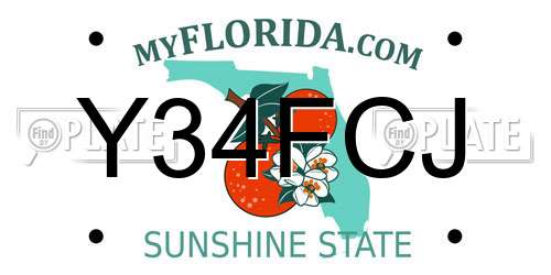 Y34FCJ Florida License Plate