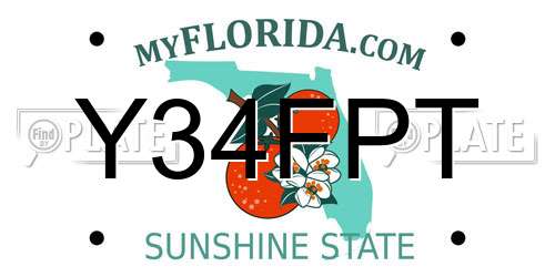 Y34FPT Florida License Plate