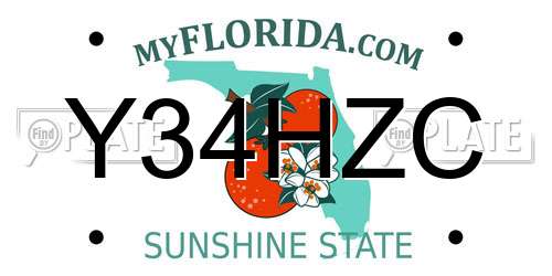 Y34HZC Florida License Plate