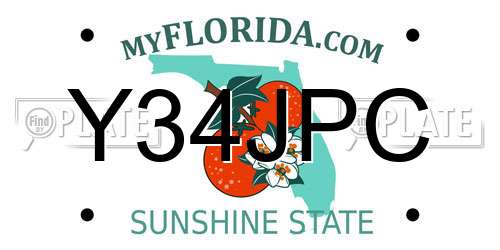 Y34JPC Florida License Plate