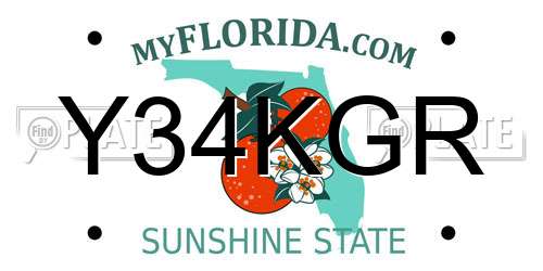 Y34KGR Florida License Plate