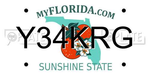Y34KRG Florida License Plate