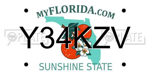 Y34KZV Florida License Plate