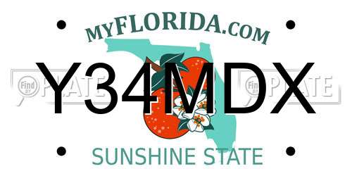 Y34MDX Florida License Plate