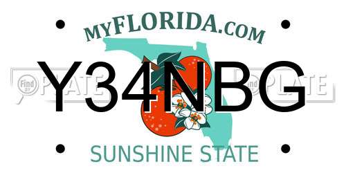 Y34NBG Florida License Plate