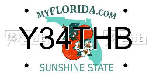 Y34THB Florida License Plate