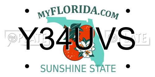 Y34UVS Florida License Plate