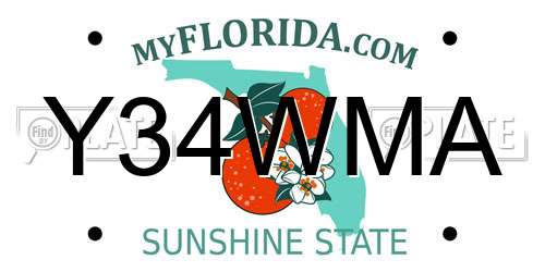 Y34WMA Florida License Plate