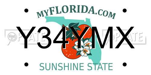 Y34YMX Florida License Plate