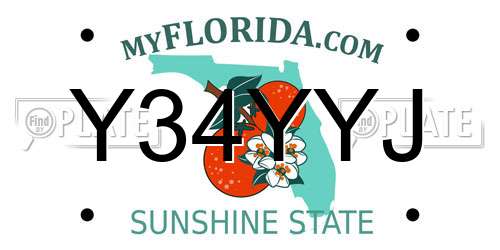 Y34YYJ Florida License Plate