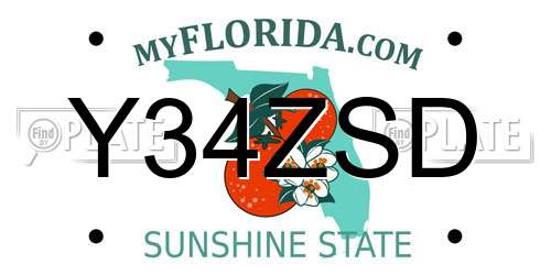 Y34ZSD Florida License Plate