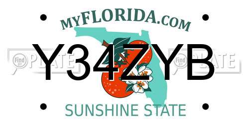 Y34ZYB Florida License Plate