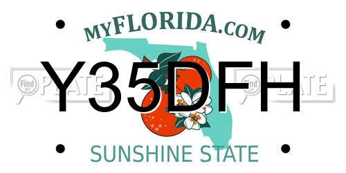 Y35DFH Florida License Plate