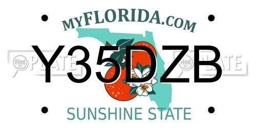 Y35DZB Florida License Plate