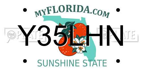Y35LHN Florida License Plate