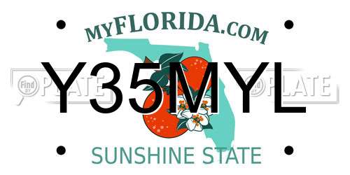 Y35MYL Florida License Plate
