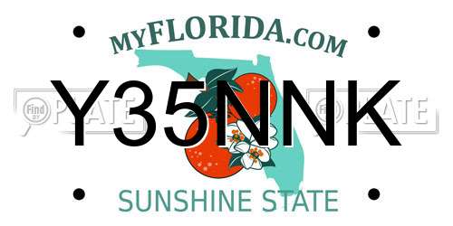 Y35NNK Florida License Plate
