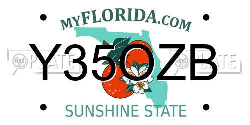 Y35OZB Florida License Plate