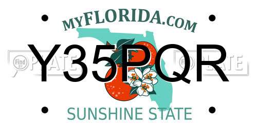 Y35PQR Florida License Plate