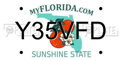Y35VFD Florida License Plate
