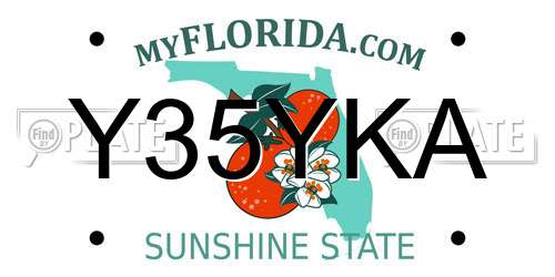 Y35YKA Florida License Plate