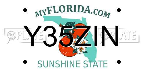 Y35ZIN Florida License Plate