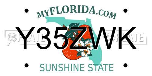 Y35ZWK Florida License Plate