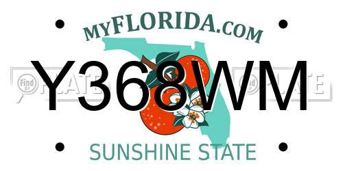 Y368WM Florida License Plate